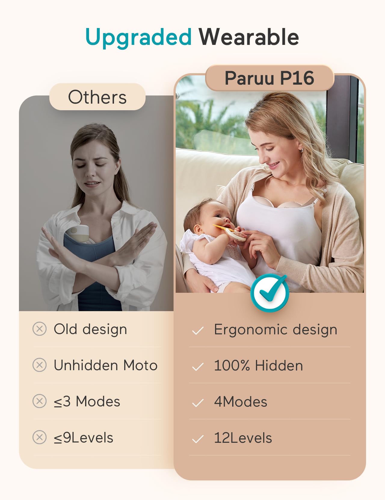 Paruu P16 offers 30-minute auto shut-off for paced pumping