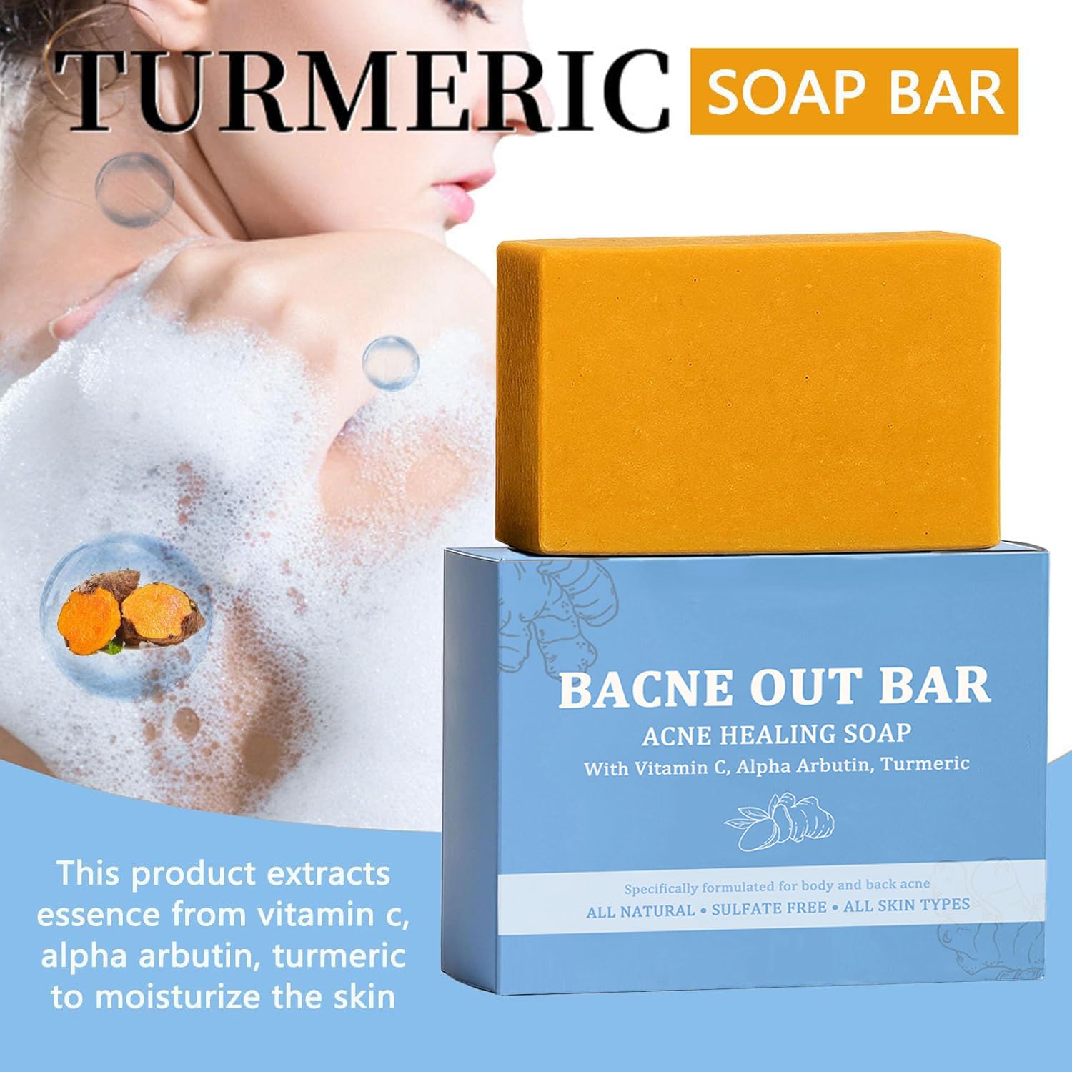 Gentle massage with PARWENE Bacne Out Bar for smoother skin.
