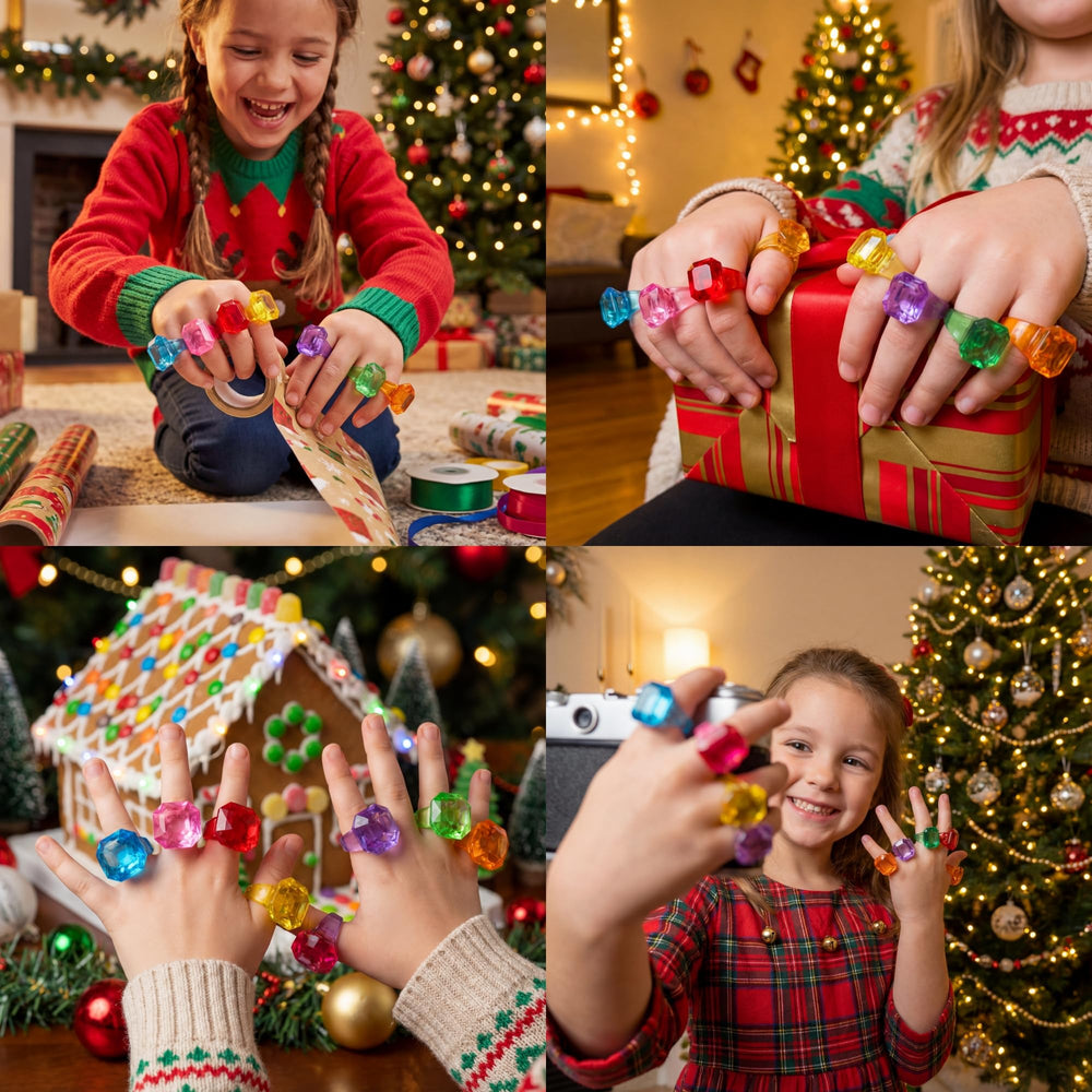 PASEMM gem rings child-wearing encourages imaginative play and social sharing.