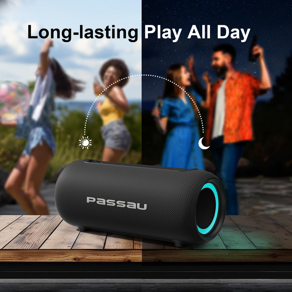 Passau IPX5 rating protects against splashes during outdoor use.