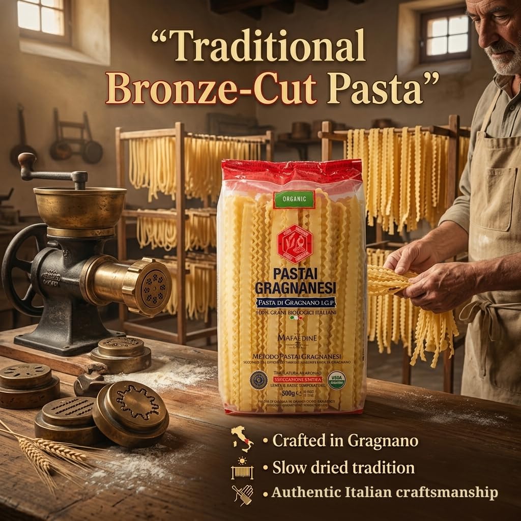 Pastai Gragnanesi Mafaldine plated for a restaurant-style presentation