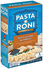 Pasta Roni Garlic Alfredo Fettuccine with chicken added to complete meal