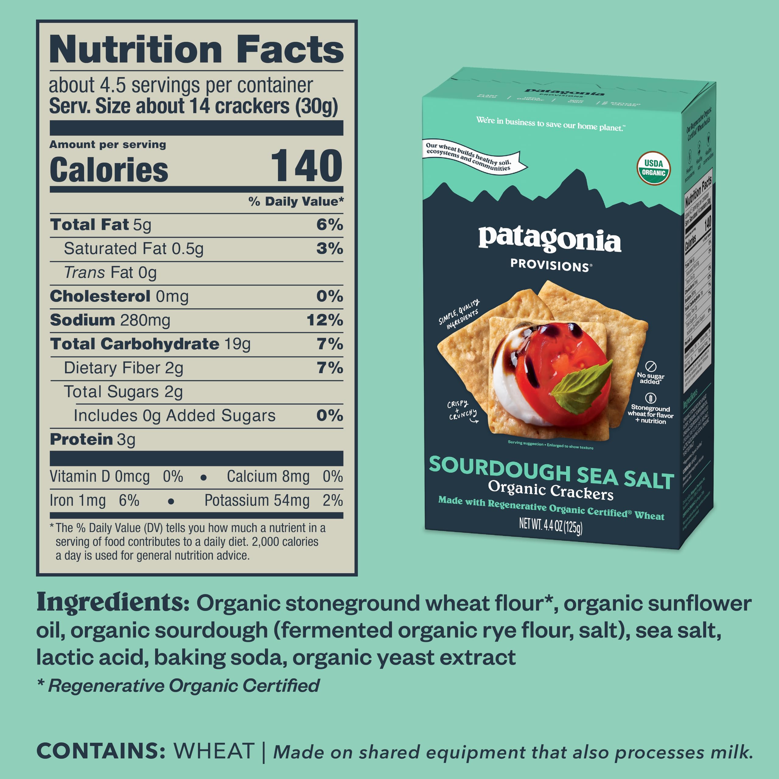 Patagonia Provisions crackers closeup crunch highlighting savory flavor ideal for dipping.