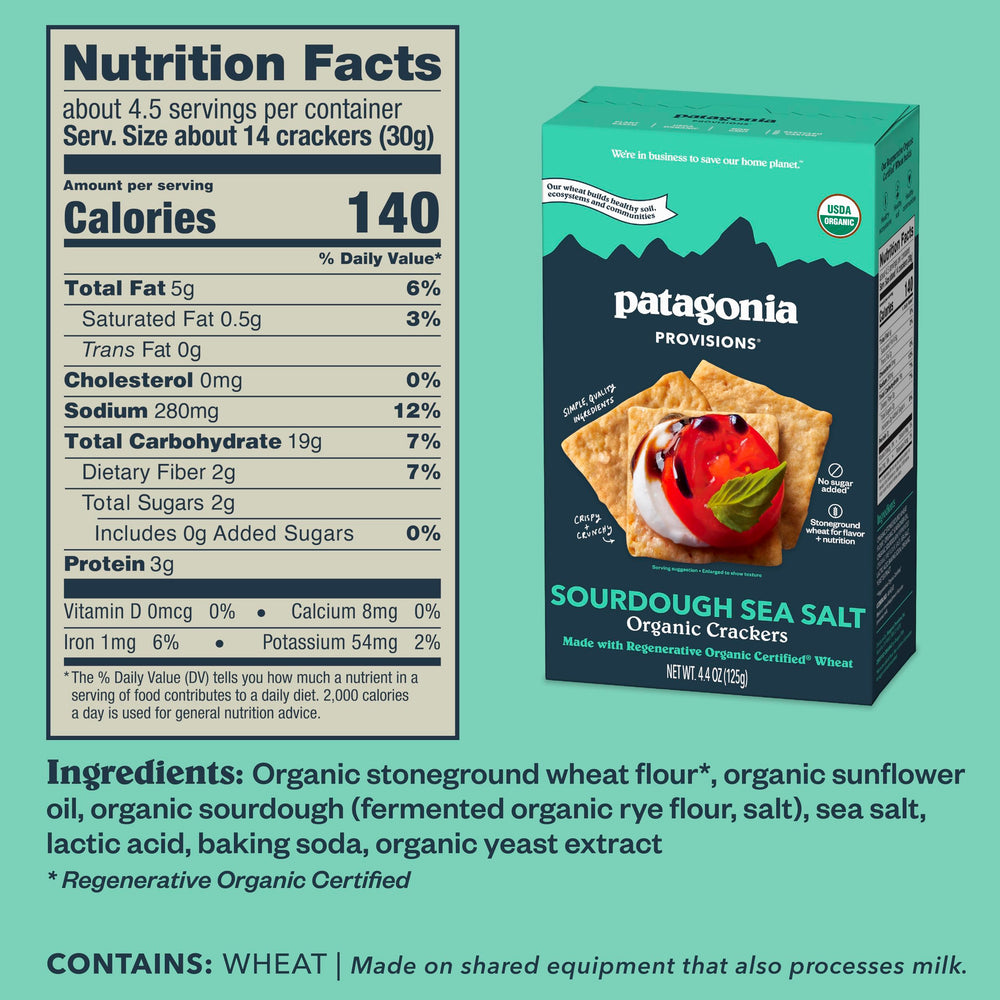 Patagonia Provisions crackers closeup crunch highlighting savory flavor ideal for dipping.