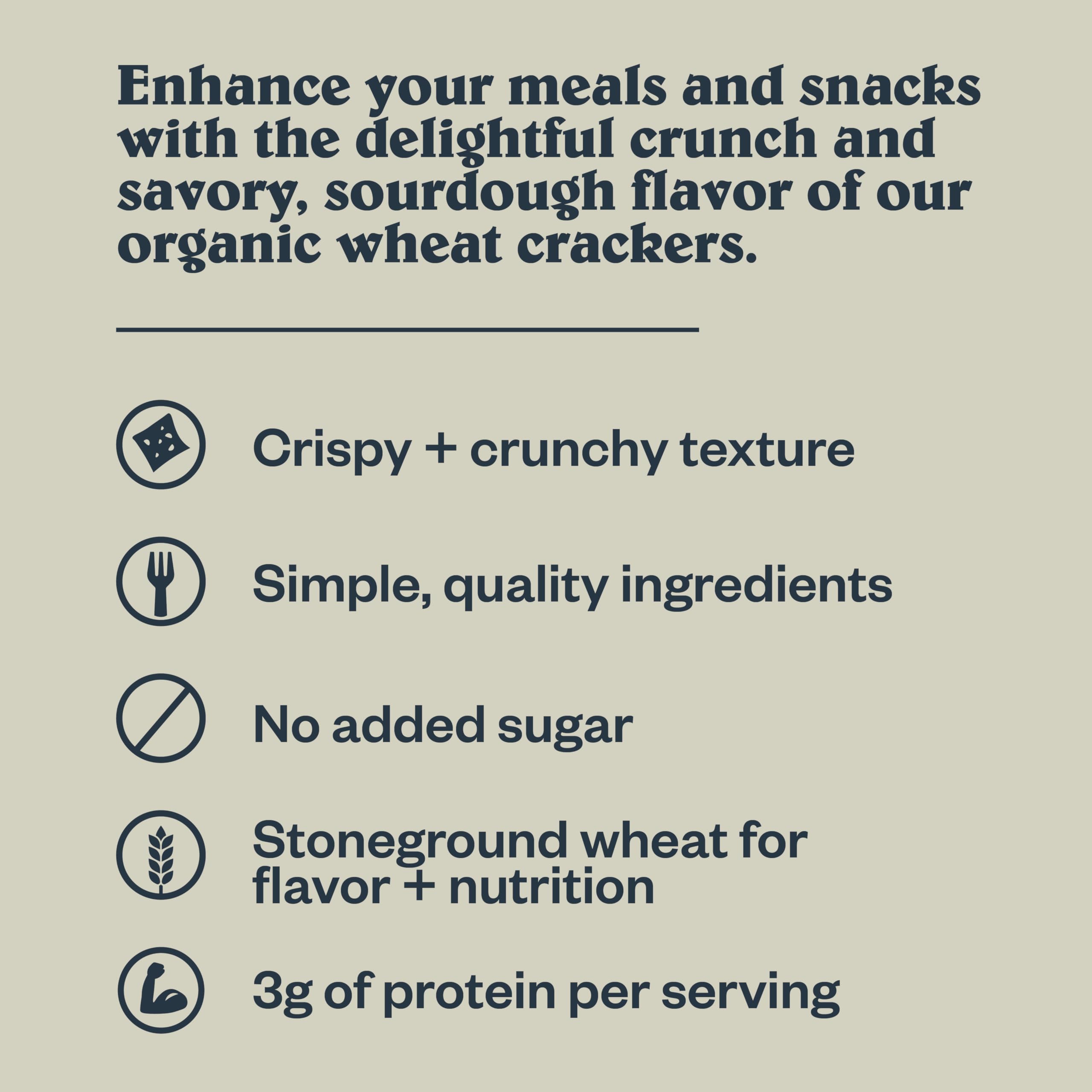 Patagonia Provisions organic stoneground wheat crackers offer rustic texture.
