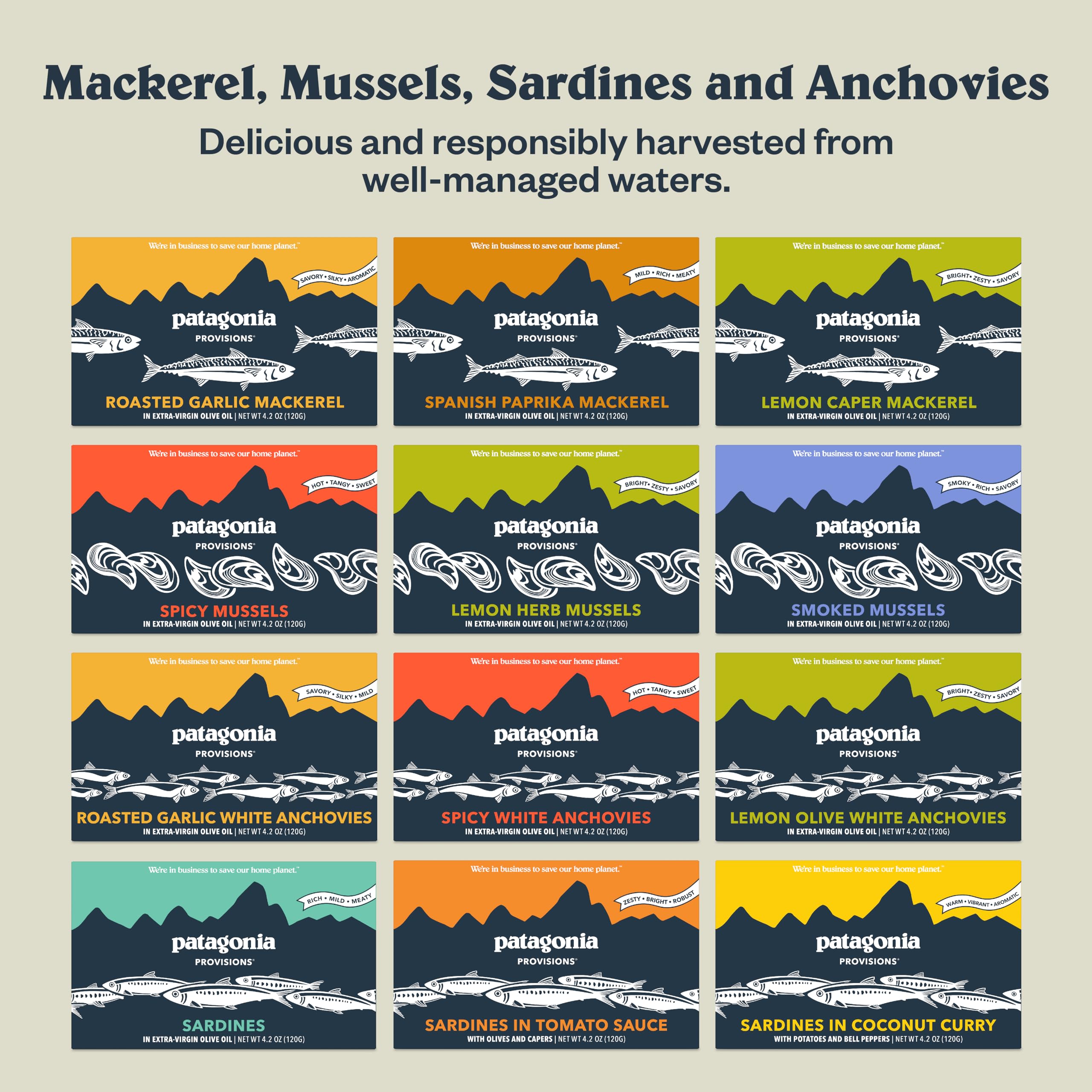 Patagonia Provisions Spicy Mussels packaging displayed for shopping