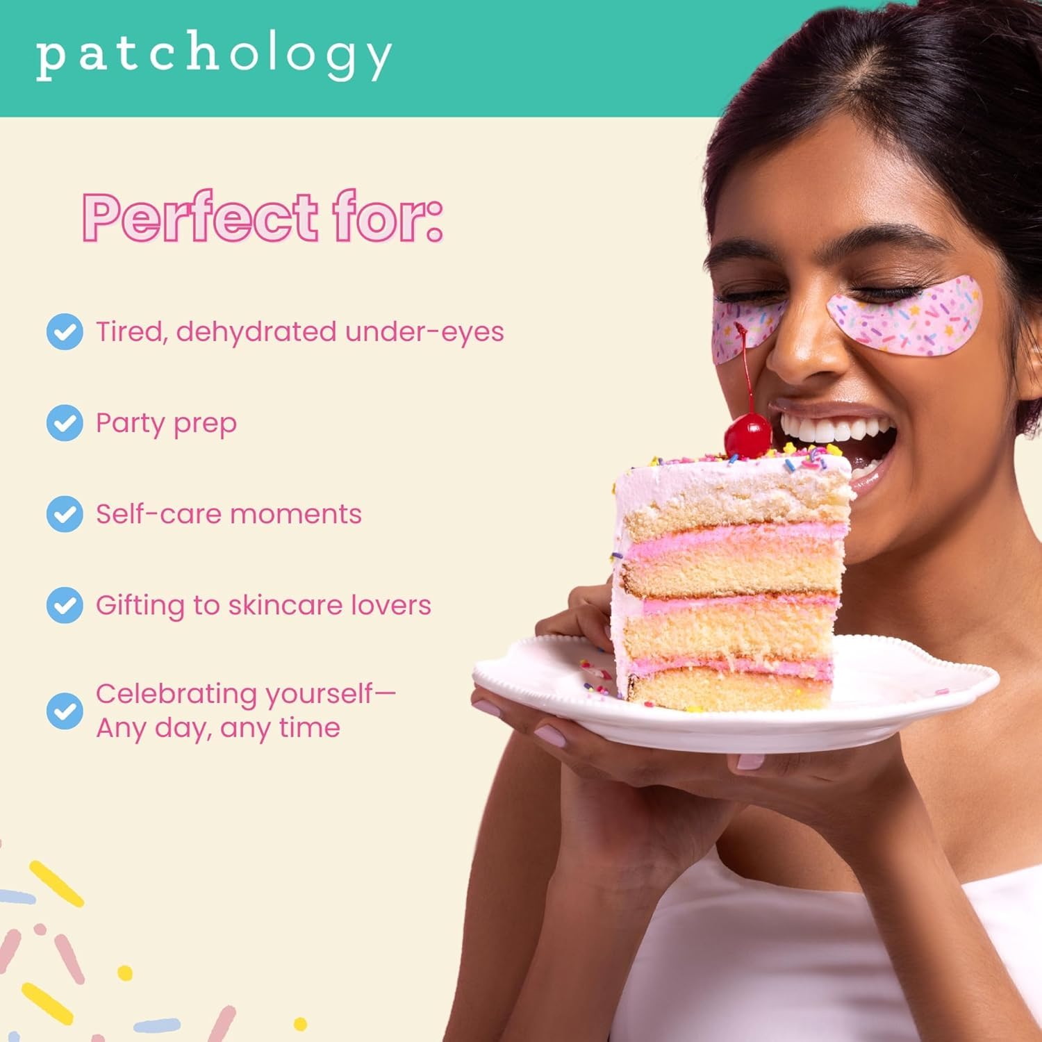 Patchology Eye Want Cake sugarcane extract close-up emphasizing hydration benefits.