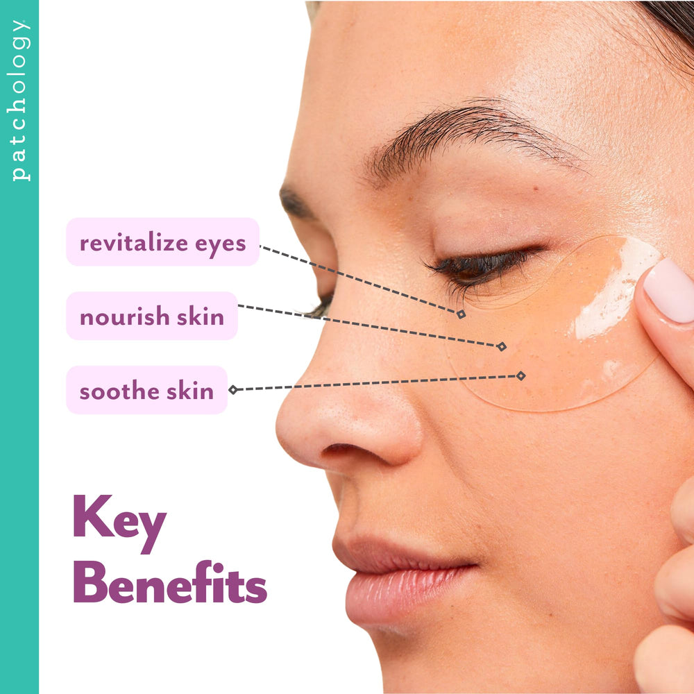 Patchology Gel Technology Under Eye Pads ensure smooth, comfortable wear.