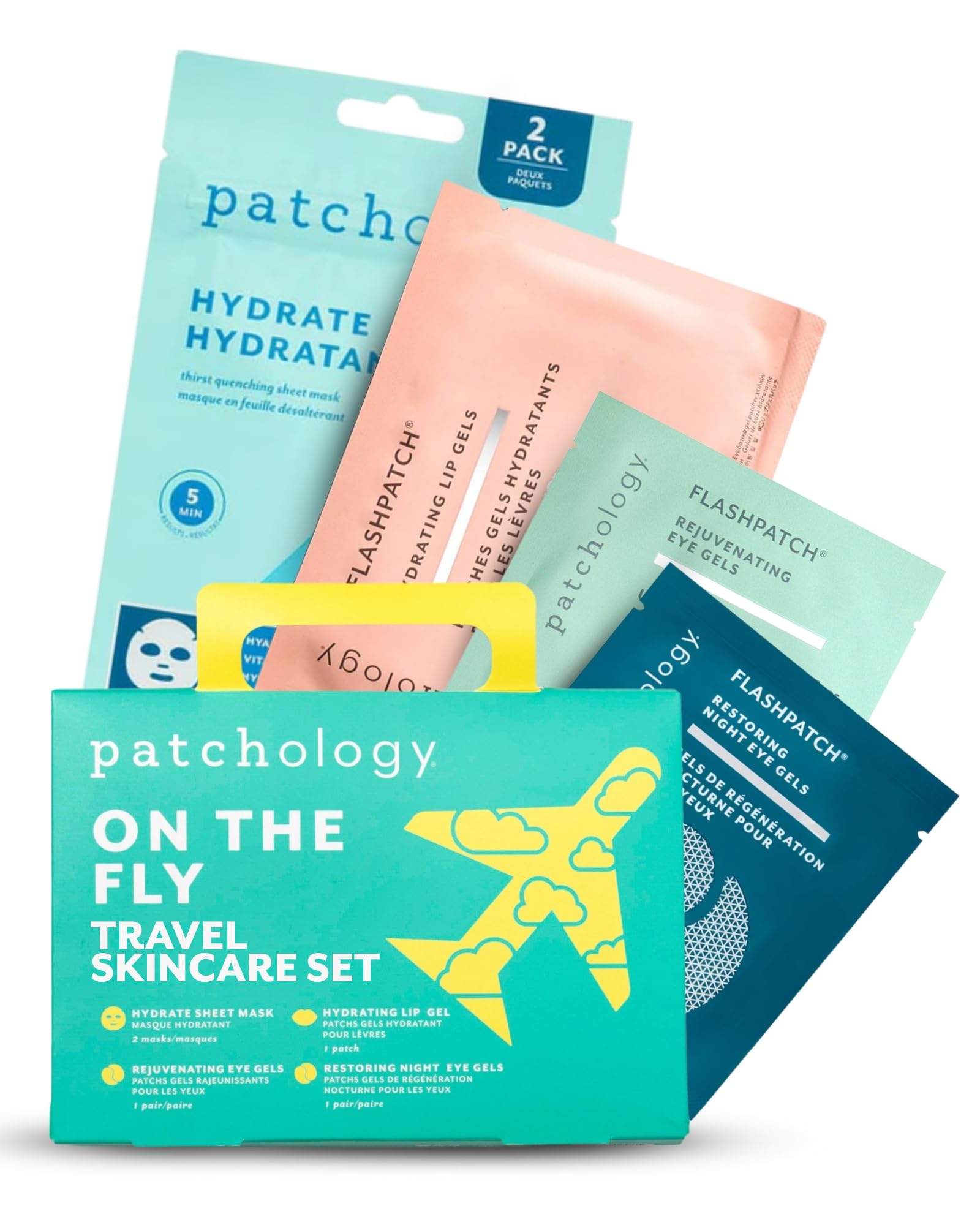 Patchology On The Fly travel face patches deliver quick hydration for refreshed skin.