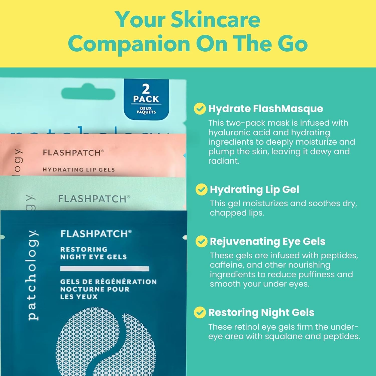 Patchology On The Fly travel kit compact design supports skincare on the move.