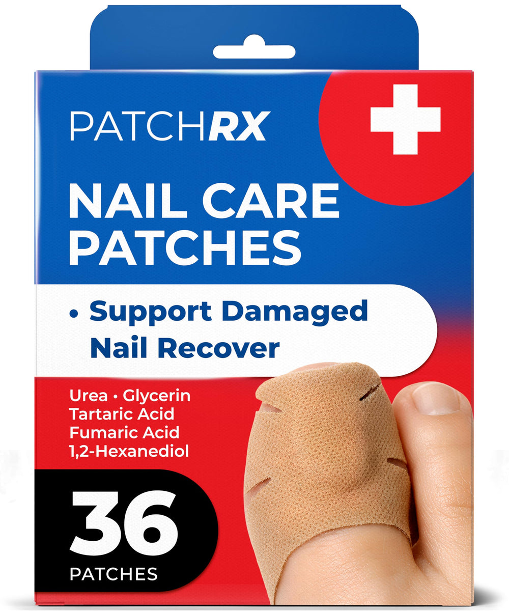 PatchRx Nighttime Renewal packaging showing discreet overnight nail patch