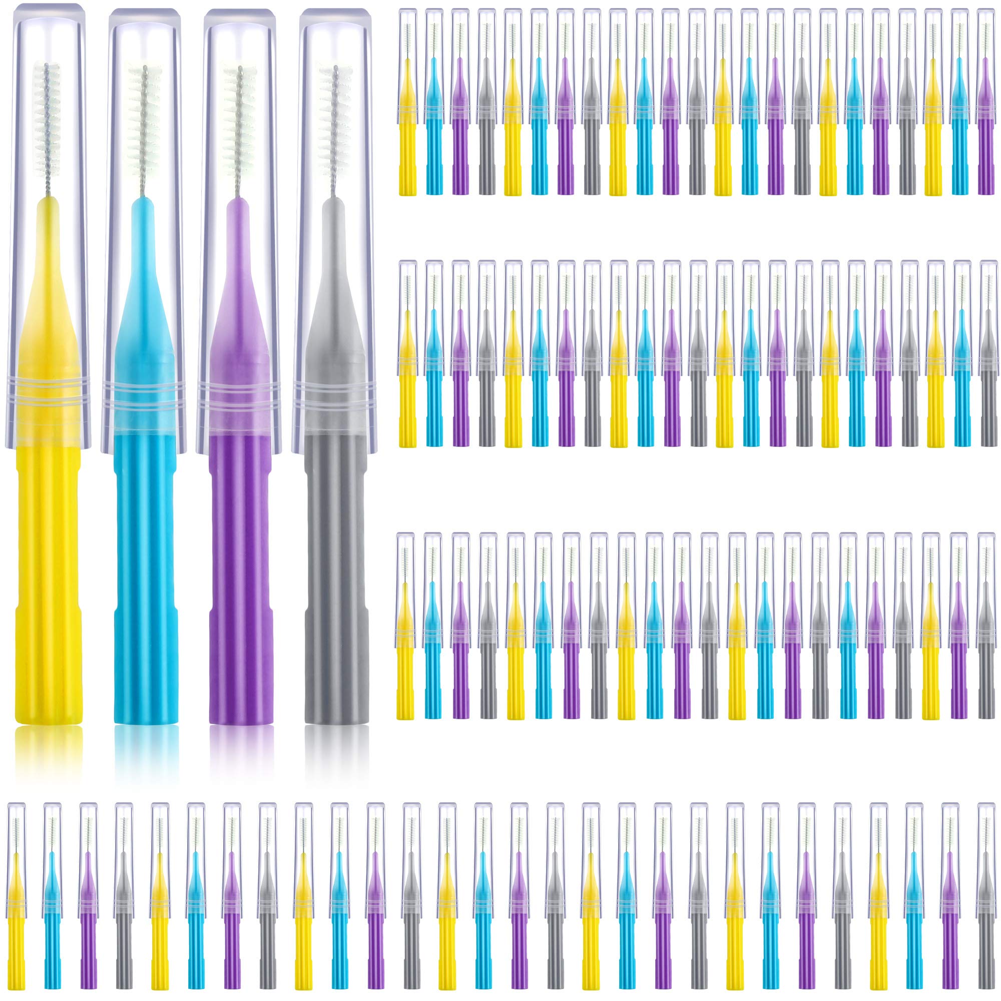 Patelai interdental brush set with assorted colors for diverse cleaning tasks.