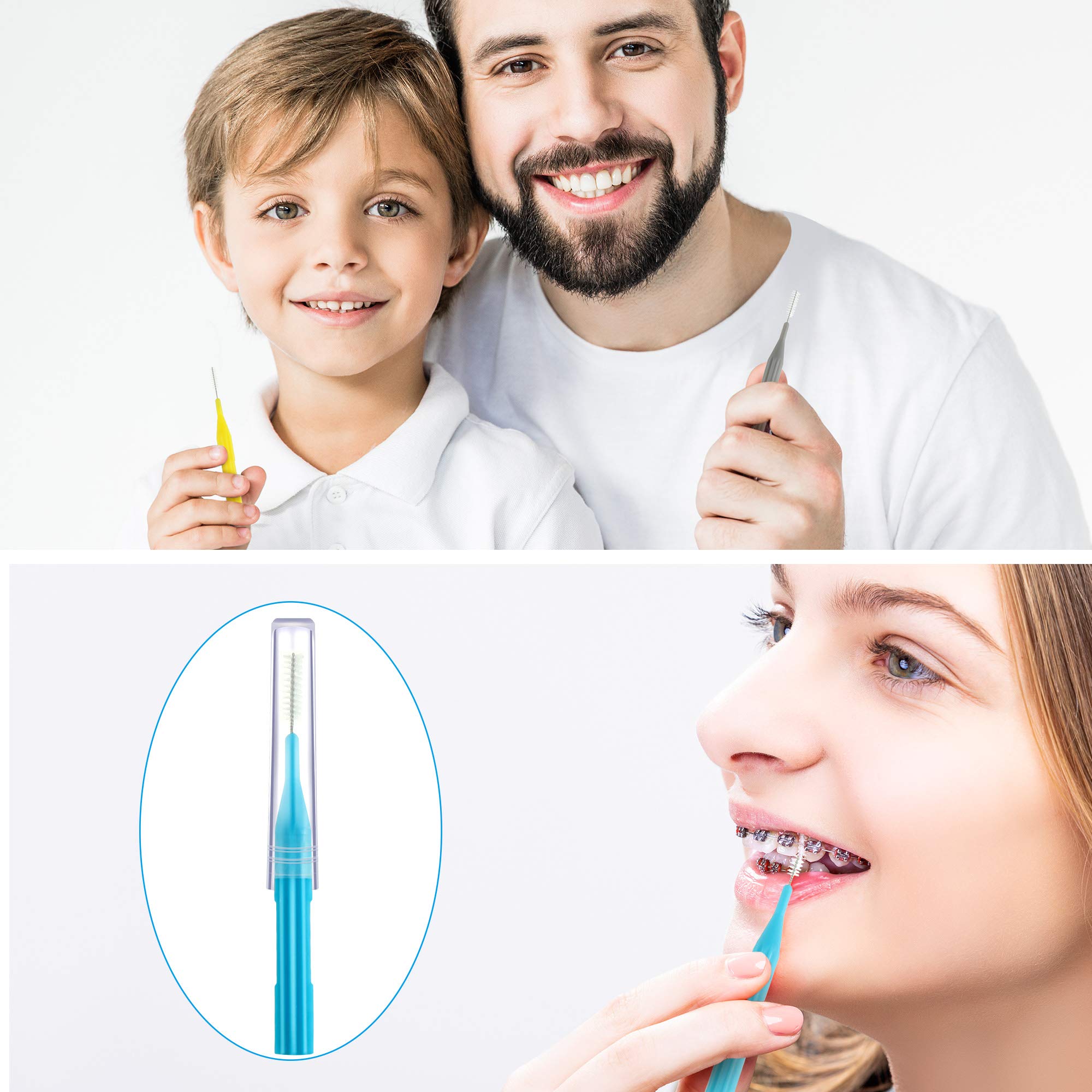 Soft bristles and flexible core protect enamel during between-teeth cleaning.