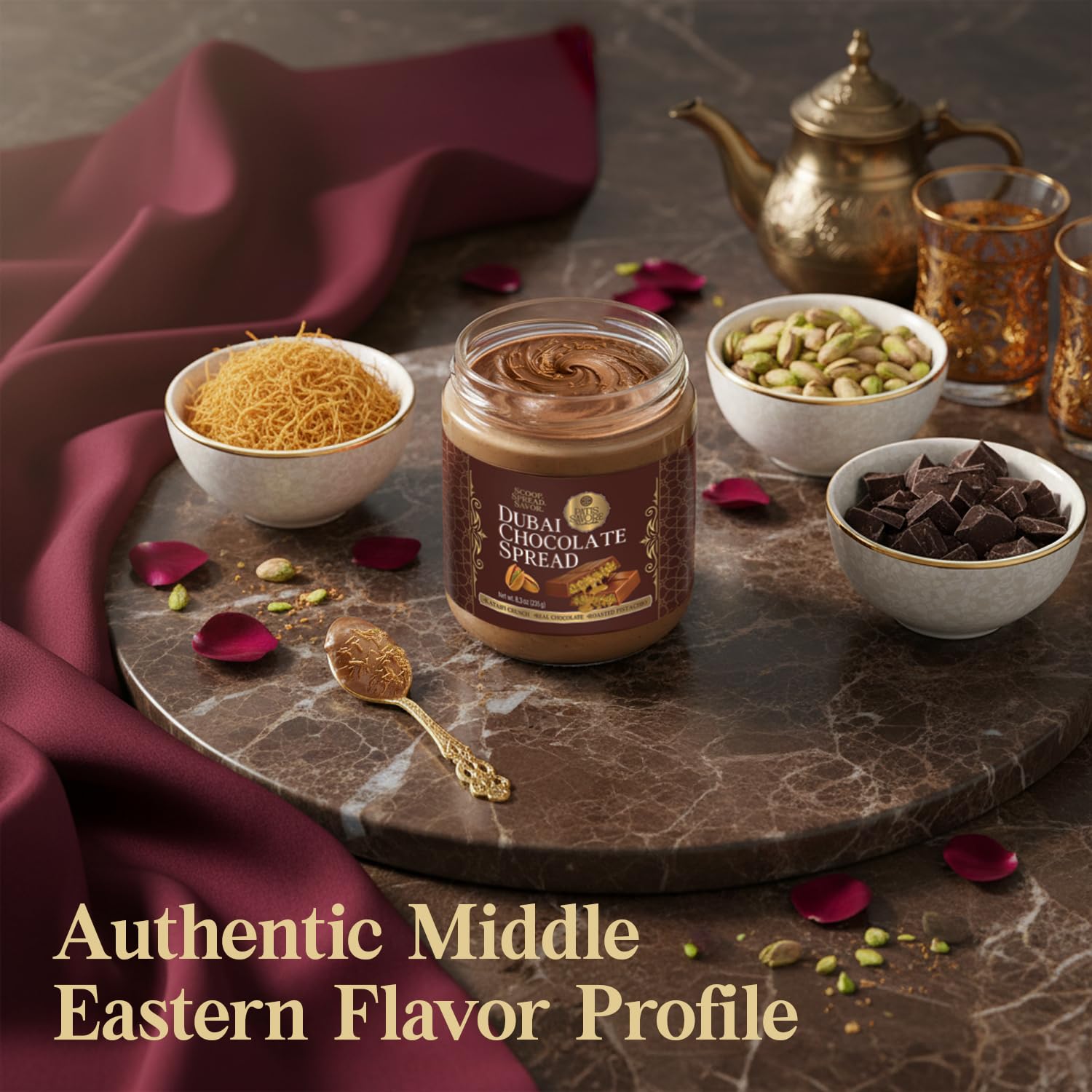 Patis Savore dessert plate idea with chocolate spread drizzle