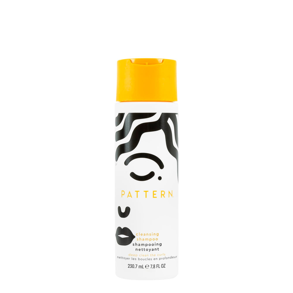 PATTERN Beauty cleansing shampoo bottle pour showing a clarifying cleanse for curls