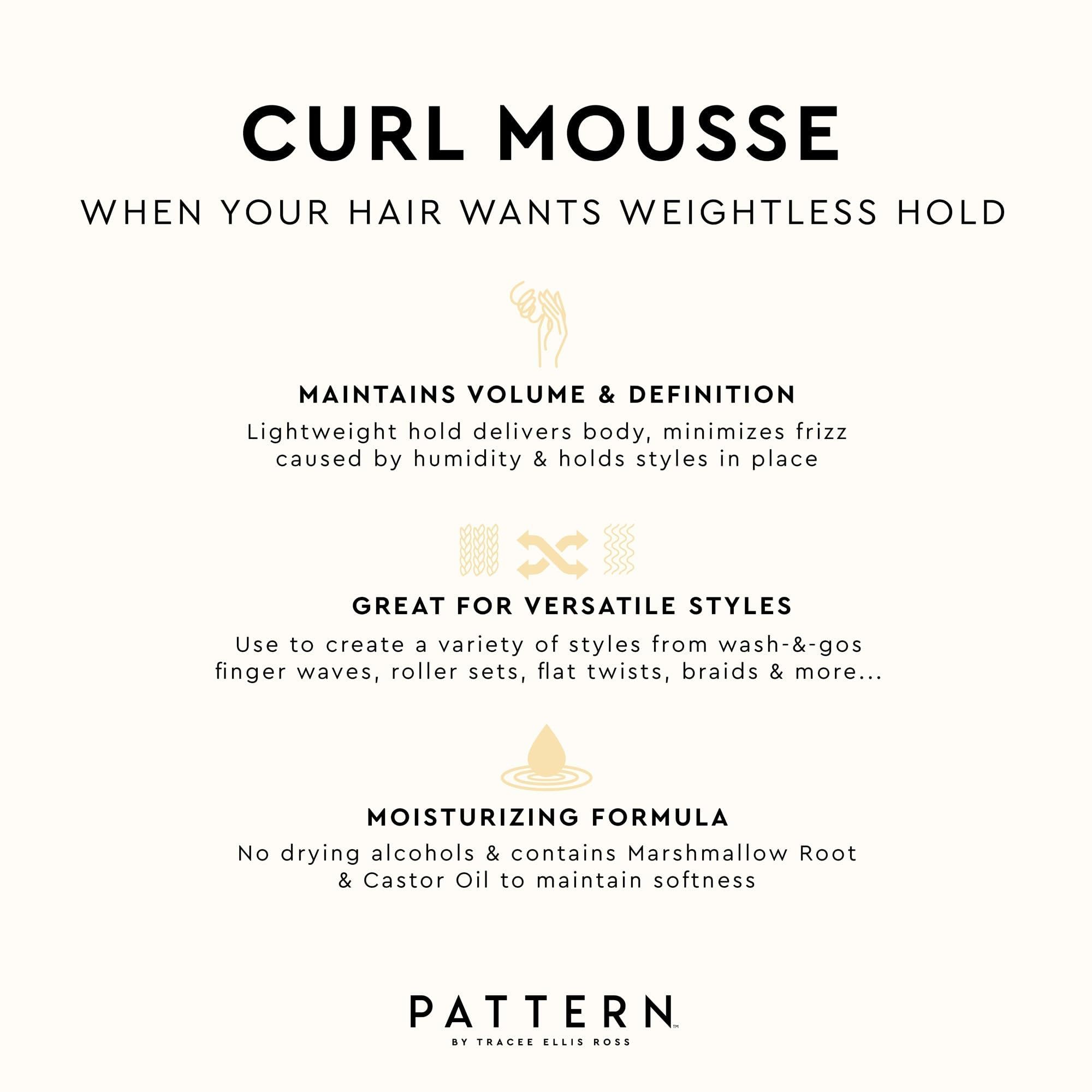 PATTERN Beauty Curl Mousse protective style ready with flake-free hold.