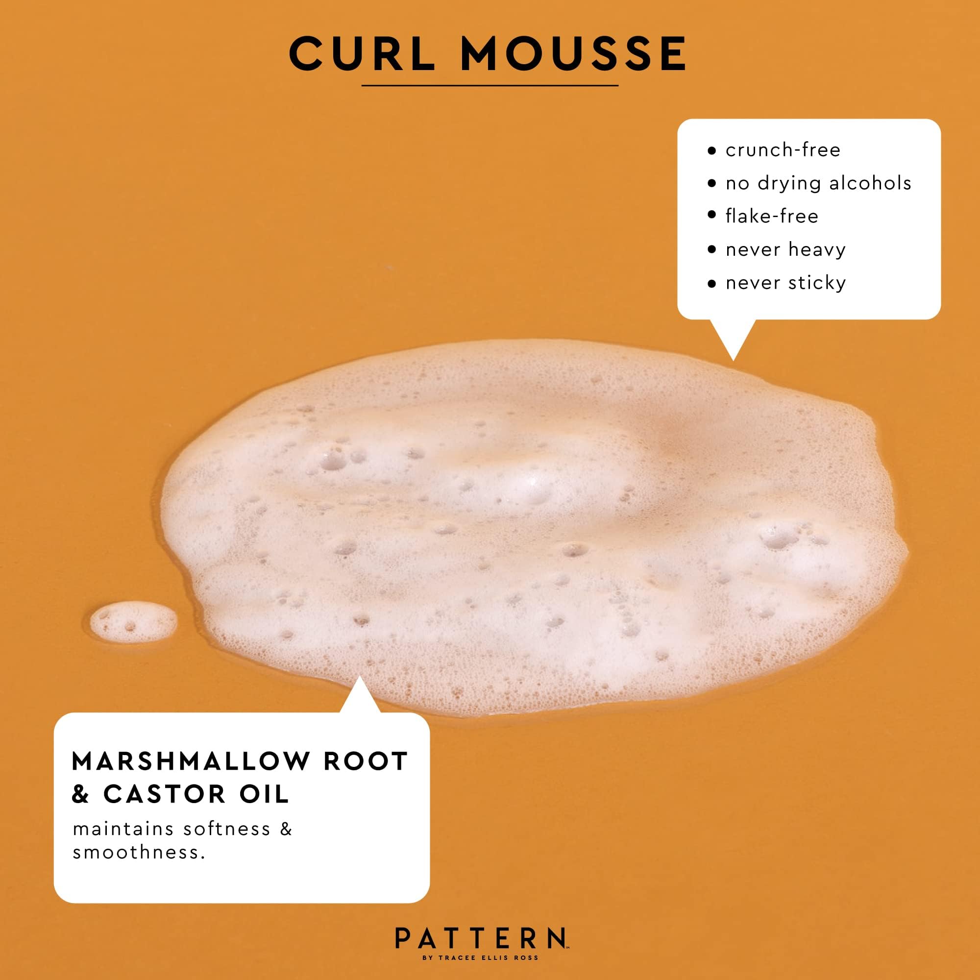 PATTERN Beauty Curl Mousse marshmallow root close-up for softness.