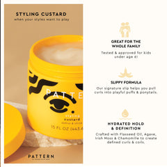 PATTERN Beauty Styling Custard jar closeup shows creamy texture for smooth application.