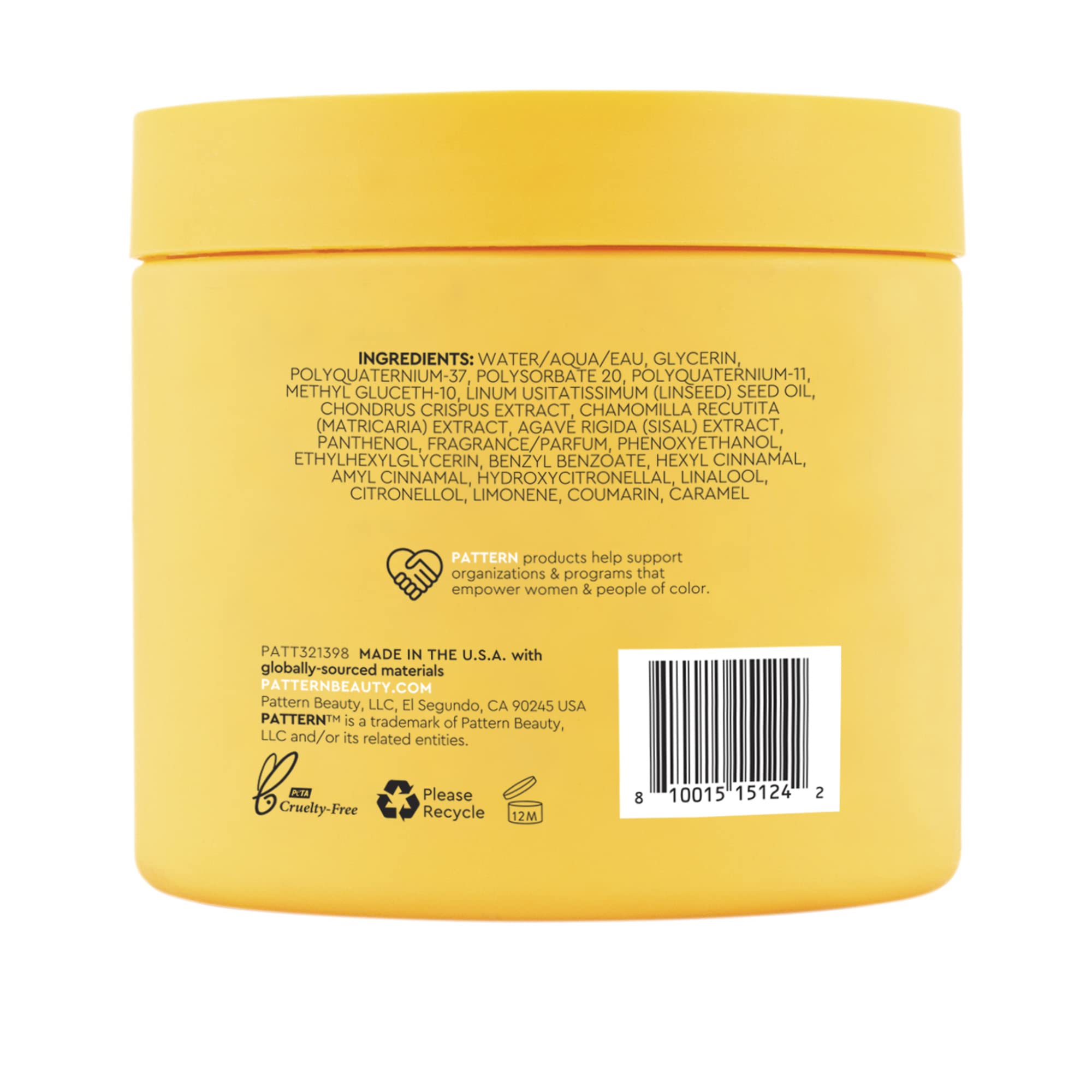 Wet ponytail styled with PATTERN Custard for smooth, manageable hair.