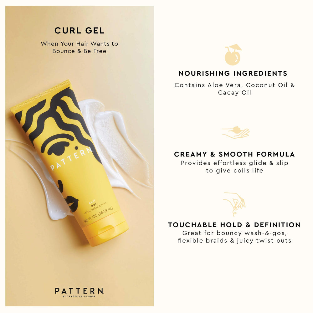 PATTERN Curl Gel defines curls with a flexible, medium hold.