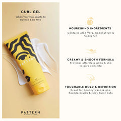 PATTERN Curl Gel defines curls with a flexible, medium hold.