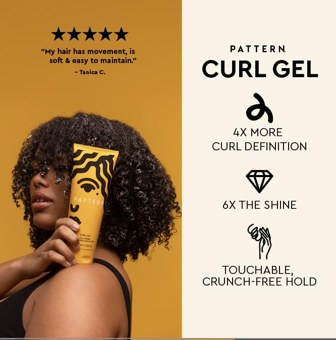 PATTERN Curl Gel being applied to hair for easy definition and shine.
