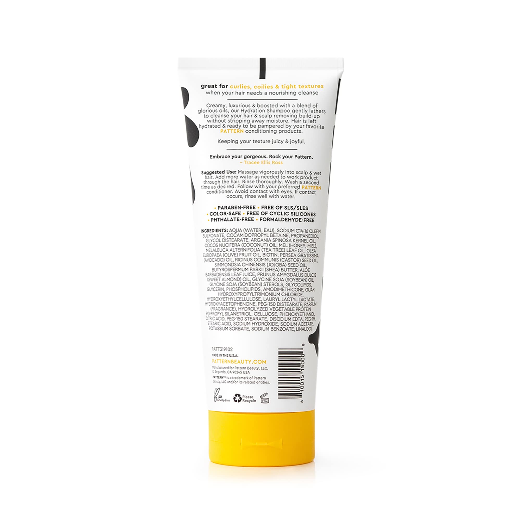 PATTERN Hydration Shampoo packaging and 9.8 oz size