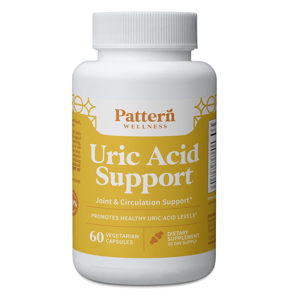 Pattern Wellness Uric Acid Support bottle-front view for daily balance.