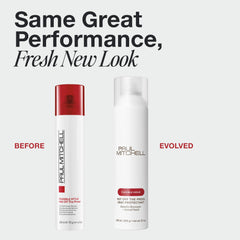 Paul Mitchell Hot Off The Press bottle and mist for lightweight protection.