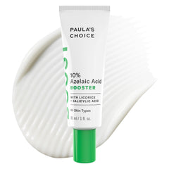 Paula's Choice Boost 10% Azelaic Acid Booster jar close shows fragrance-free oil-free absorption
