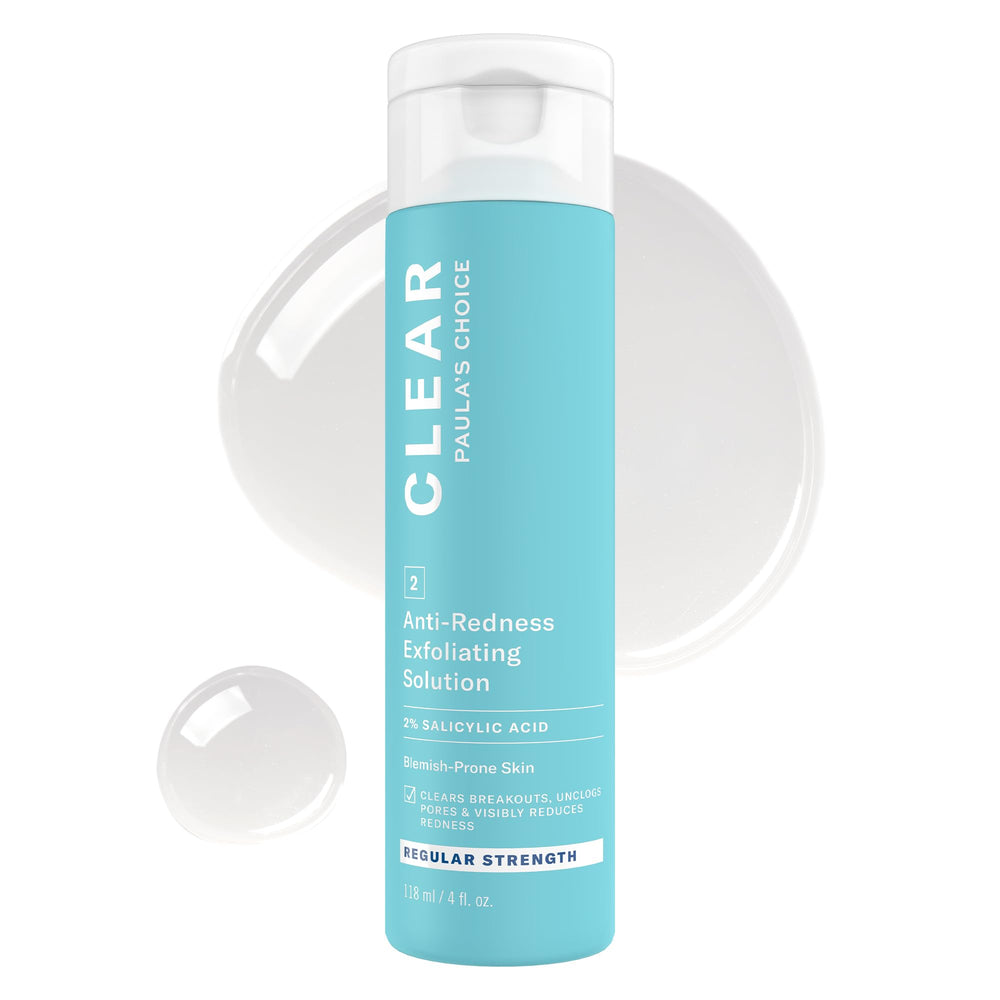Paula's Choice CLEAR 2% salicylic acid bottle pour for clearer pores.