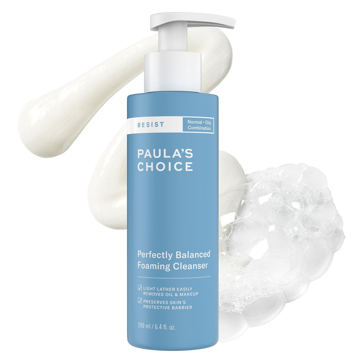 Paula's Choice RESIST Balance bottle close-up, fragrance-free daily cleanser.