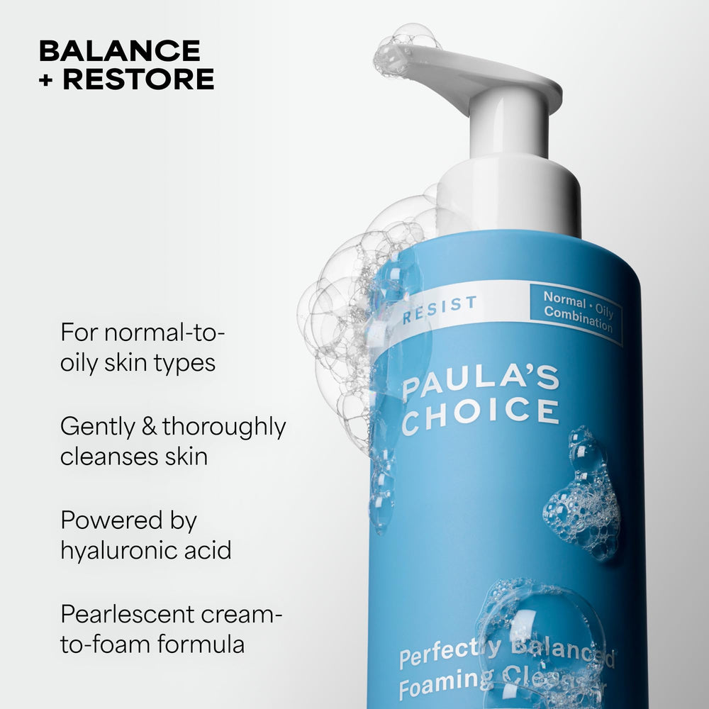 RESIST Balance foam texture close-up, airy lather for gentle cleansing.