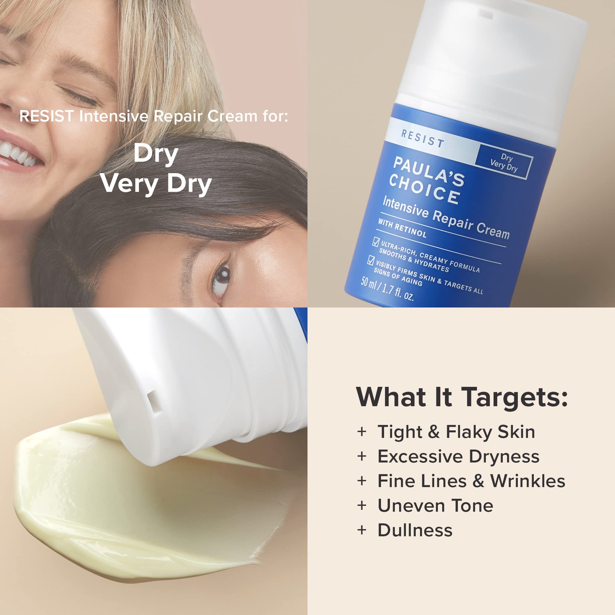 Paula's Choice RESIST Intensive Repair Cream with hyaluronic acid for lasting moisture.