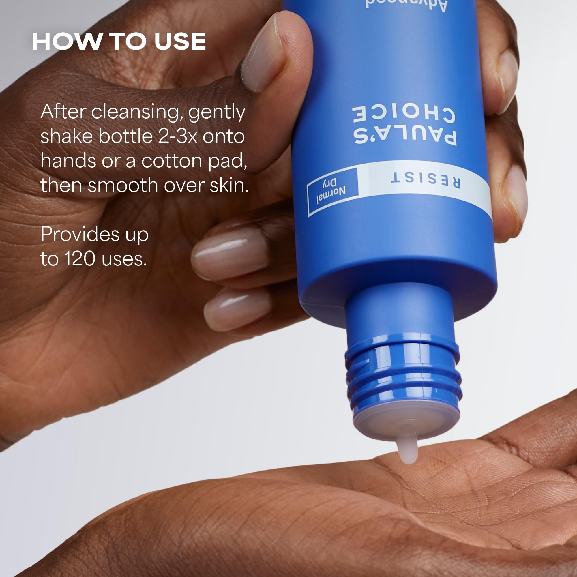 Paula's Choice Resist toner application on skin shows quick-absorbing feel