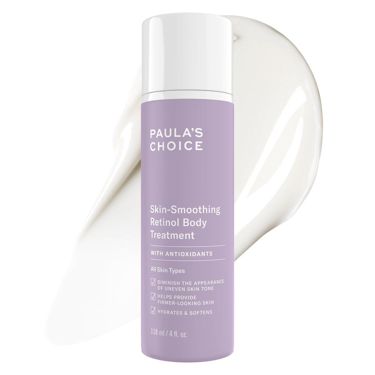 Paula's Choice Retinol Body Lotion texture focus for smoother, hydrated skin.