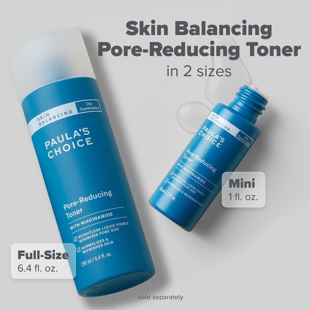 Paula's Choice Skin Balancing Toner routine shot highlighting shine control benefits.