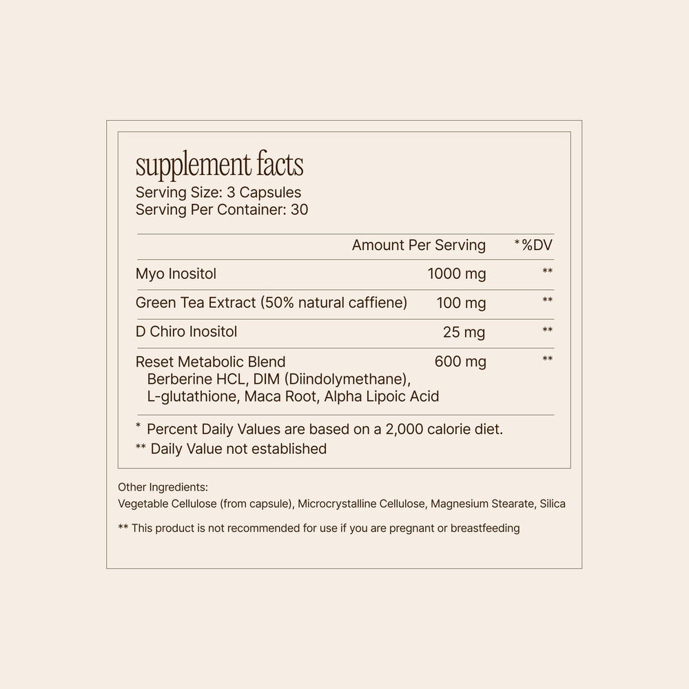Paulina Fitness Reset AM label detail focusing on ingredients and safety.