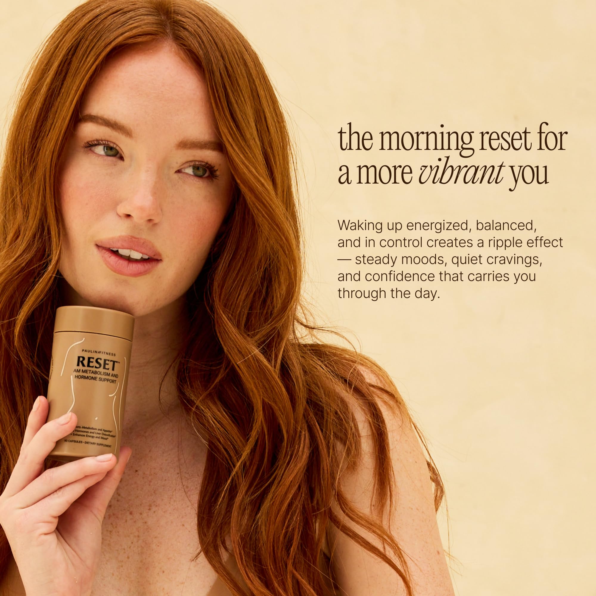 Paulina Fitness Reset AM packaging box with holistic wellness branding.