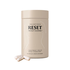 Paulina Fitness Reset overnight digestive aid bottle for restful digestion and nighttime support.