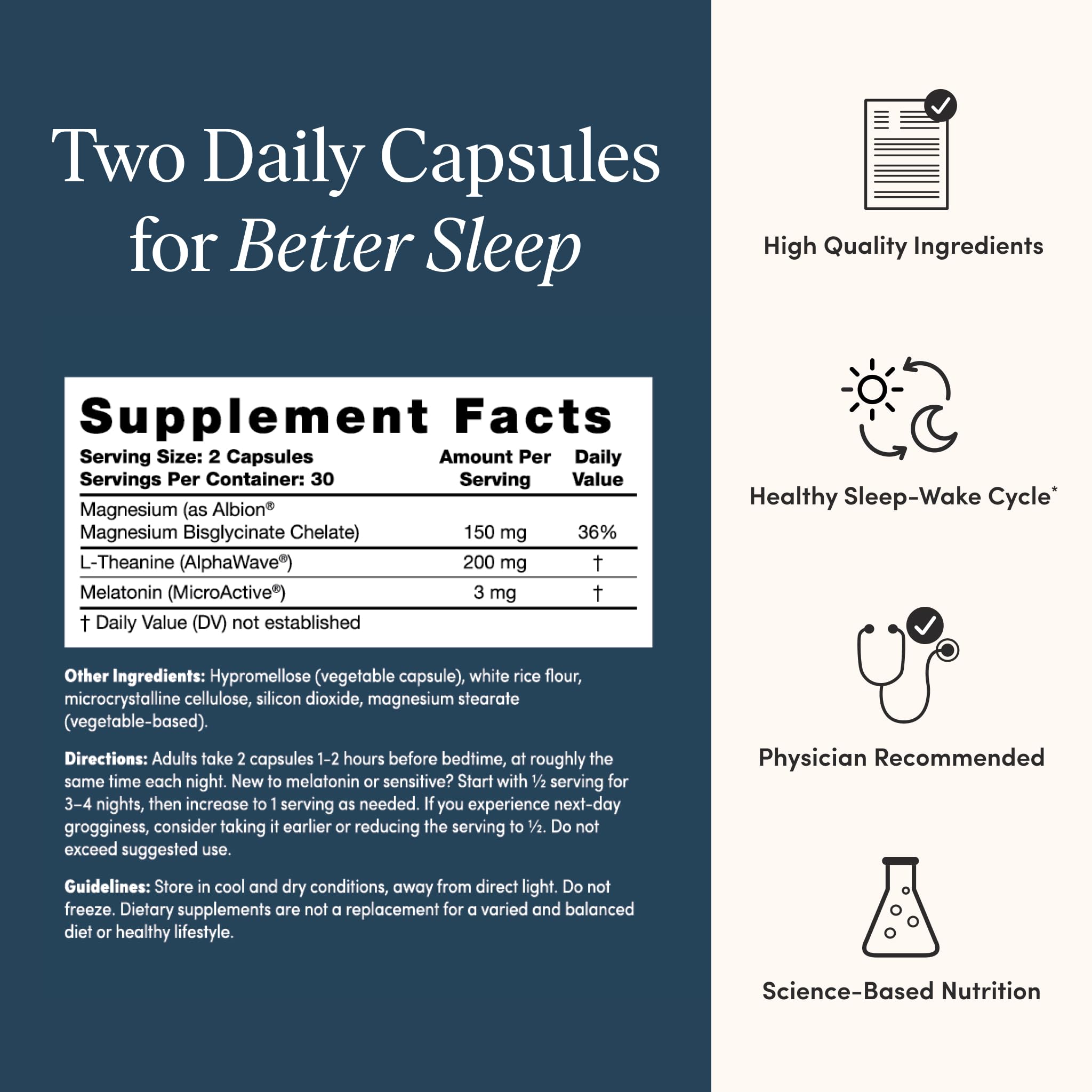 Close-up of The 'Pause Life Sleep capsules ready for gentle, non-habit forming use.