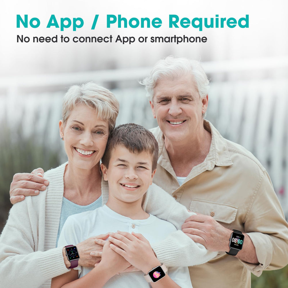 Pautios watch large LCD display simplifies menu navigation for seniors.