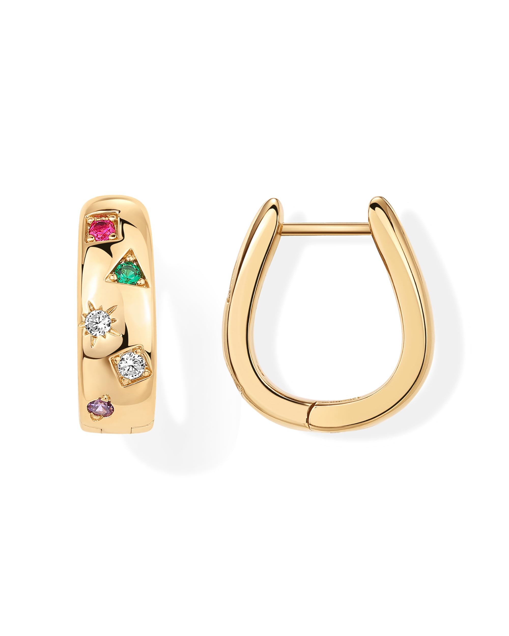 PAVOI multi-colored CZ hoops close-up showing vibrant sparkle for everyday elegance.