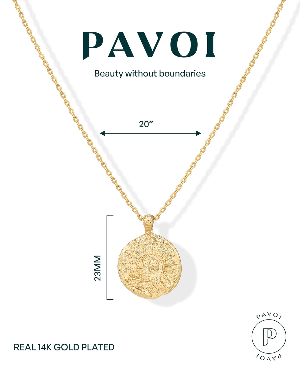 PAVOI yellow gold plating on coin pendant offers luxe look and hypoallergenic comfort.