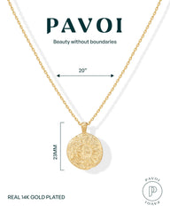 PAVOI yellow gold plating on coin pendant offers luxe look and hypoallergenic comfort.