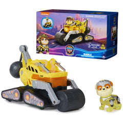 Paw Patrol Rubble Mighty Movie construction truck front view for action-packed rescues.