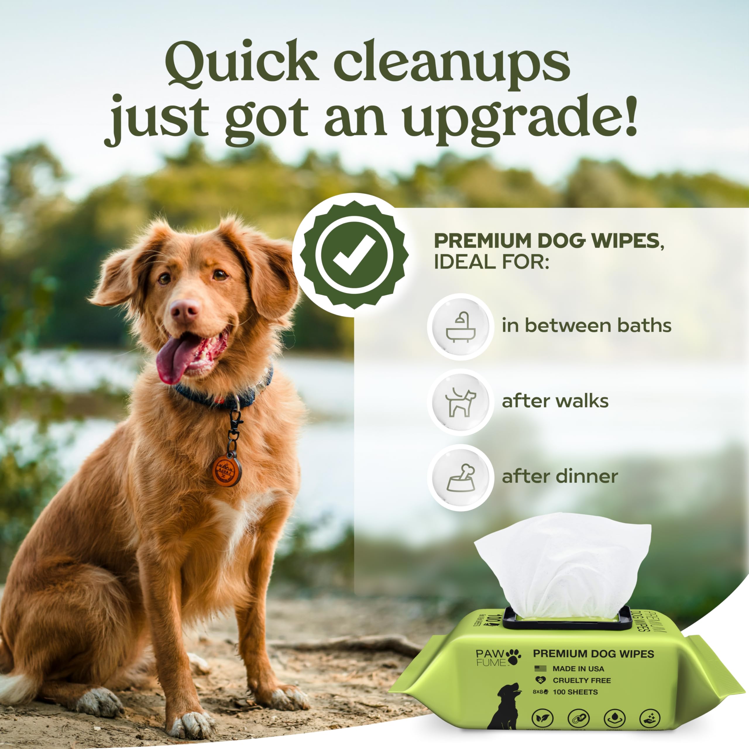 Paw Fume face wipes offer gentle cleansing for sensitive skin.