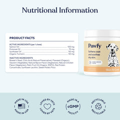 Close-up of Pawfy chew for itching relief and calming effects on dogs.
