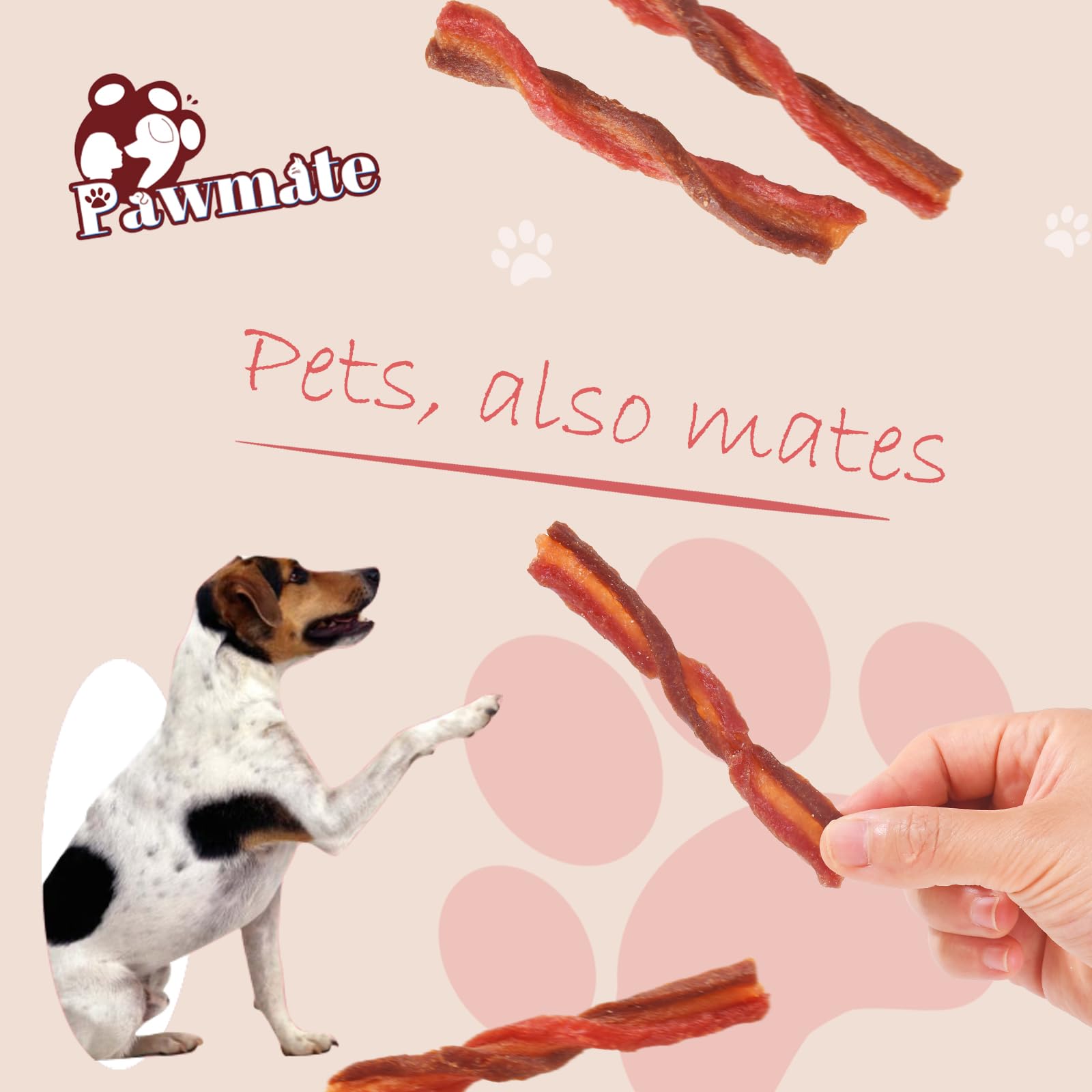 Pawmate triple-flavored twists deliver a satisfying chew during playtime.