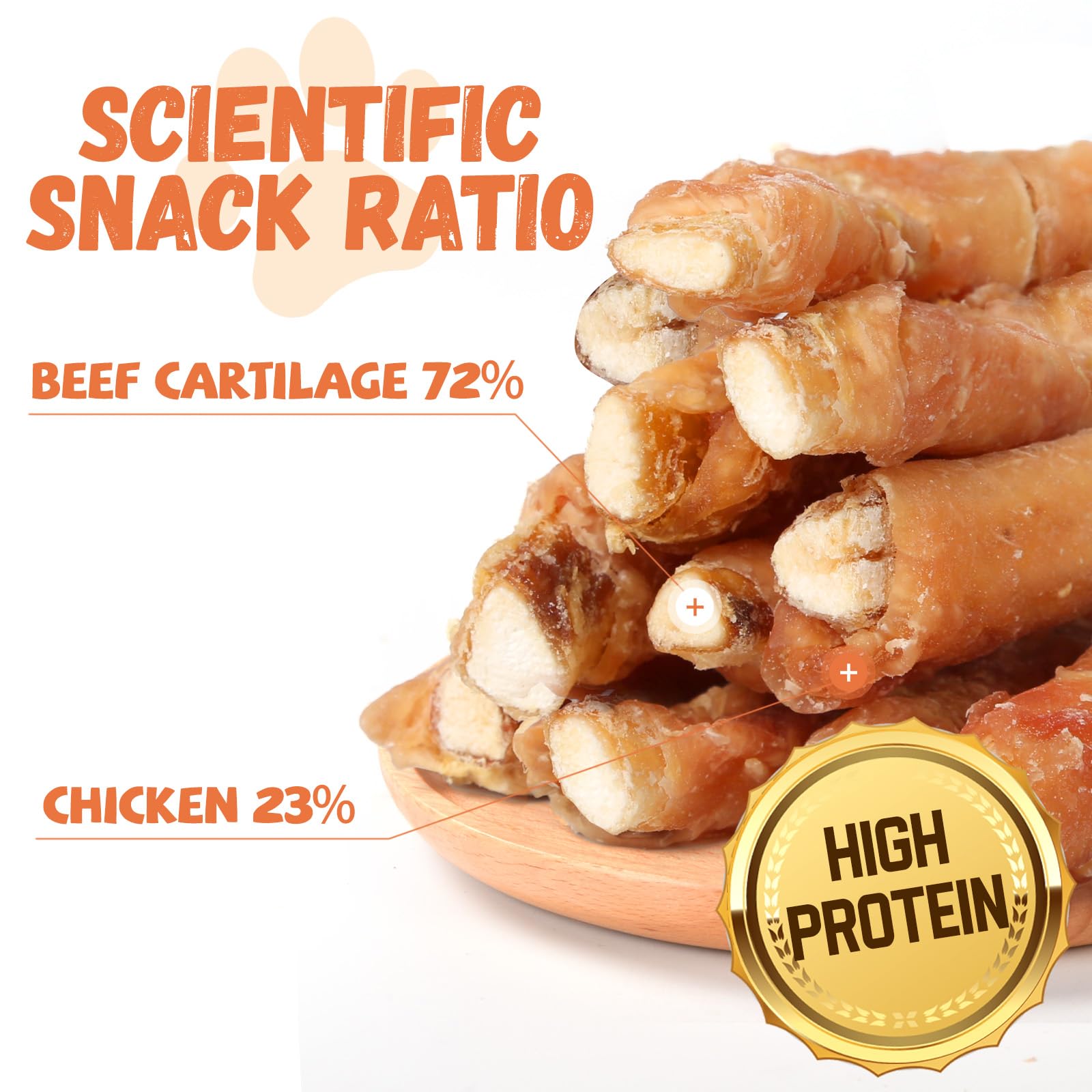 Friandise Pawmate sans cuir: cartilage boeuf et poulet, prise facile